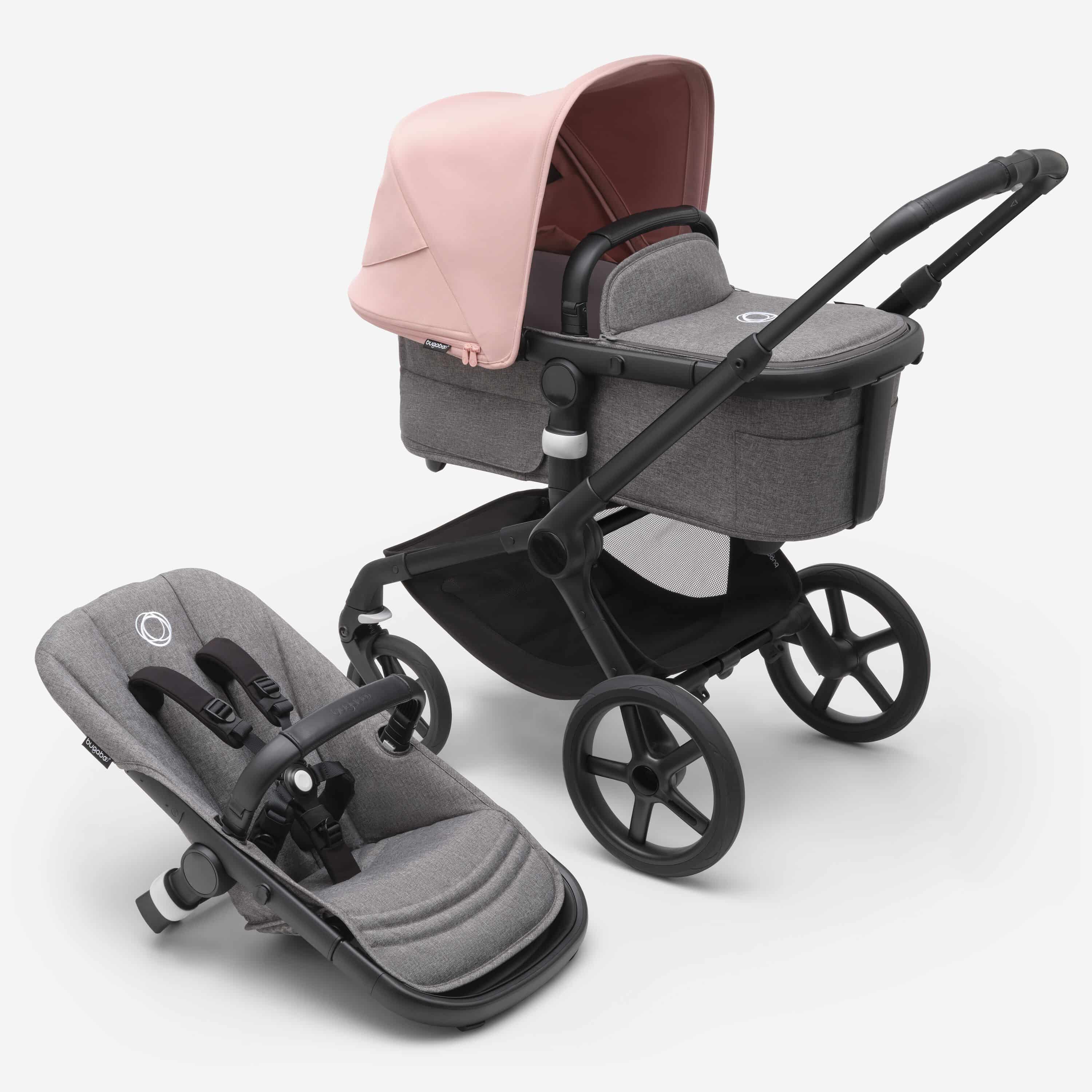 Bugaboo Fox5 Kombikinderwagen schwarz/ grau meliert morgenrosa – Bugaboo Fox5 Kobikinderwagen schwarz/ grau meliert morgenrosa bei babybrands.de kaufen ✓ sicher, einfach & bequem online bestellen ✓